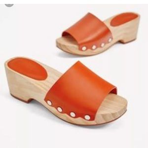 NEW ZARA ORANGE WEDGE SANDALS LEATHER MADE N SPAIN